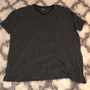 Black and Gray striped men's v-neck